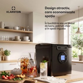 Klarstein Icemeister 2G, aparat de gheață, 12 kg / 24 ore, afișaj LCD, oțel inoxidabil