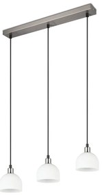 Lustră albă/argintie cu abajur din sticlă Molly – Trio