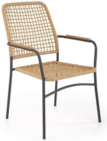 Scaun de bucaterie Baltar, ratan / negru