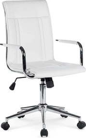 Scaun de birou PORTO 2, alb, piele ecologica, 53x57x97/107 cm
