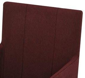 Scaune de bucatarie cu brate, 2 buc, rosu vin, material textil 2, Bordo