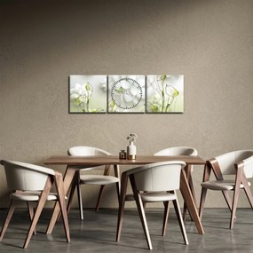 Tablou cu flori (cu ceas) (90x30 cm)