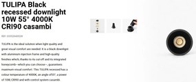 Spot LED incastrabil TULIPA Black recessed downlight 10W 55° 4000K CRI90 casambi