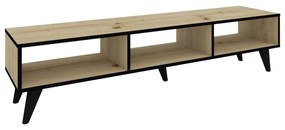 Comoda TV Tirro V2, Stejar Artisan/Negru, 150 x 35 x 35 cm