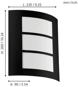 Aplică de exterior CITY 1xE27/40W/230V IP44 Eglo 99567