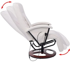242509 vidaXL Fotoliu de masaj Shiatsu, alb, piele ecologică