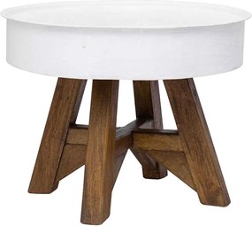 vidaXL Măsuță de cafea, alb, 60 x 45 cm, lemn masiv reciclat