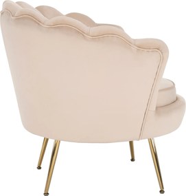 Fotoliu în stil Art-deco, catifea Velvet bej/crom auriu, NOBLIN