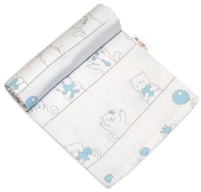 Scutec din flanelă Baby Nellys, 70x80 cm - Pisică elegantă, albastru