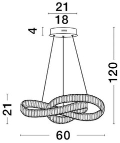 Pendul LED dimabil, cristal design elegant CONCETO auriu