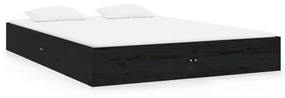820076 vidaXL Cadru de pat mic dublu, negru, 120x190 cm, lemn masiv