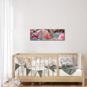 Tablou - Flamingo în iaz (cu ceas) (90x30 cm)