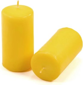 Set de lumânări pilon, 10 cm, Ø 5 cm, galben, 8 buc.