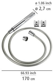 WENKO Duș DUO 81340100, 170 x 2,7 cm, crom lucios/argintiu/gri