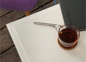 Masă lemn masiv alb Cafea Linea 70x70cm