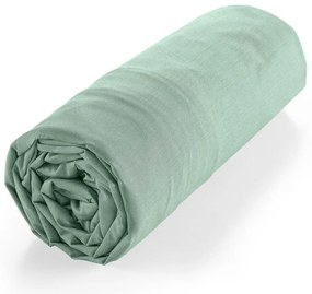 Cearceaf verde deschis din bumbac organic cu elastic 140x190 cm Biolina – douceur d'intérieur