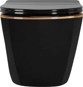 Vas WC suspendabil Rea Carlo Mini Tornado Black Gold Egde