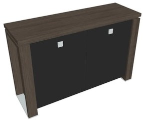 Dulap mic Verno+ 140 x 46 x 90 cm, uși de sticlă, stejar antracit / negru