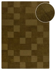 Covor kaki țesut manual din lână 200x290 cm Checkerboard – Flair Rugs