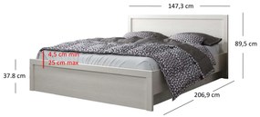 Pat matrimonial 140 cm Jolene (alb) (cu somieră). 1052982