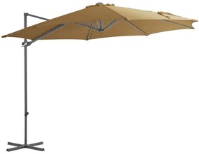 vidaXL Umbrelă consolă de grădină, stâlp din oțel, taupe, 300 cm