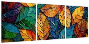 Tablou - Mozaic din frunze (cu ceas) (90x30 cm)