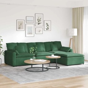 vidaXL Canapea modulară cu taburet și perne, verde închis