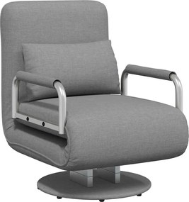 vidaXL Scaun pivotant și canapea extensibilă, gri deschis, textil