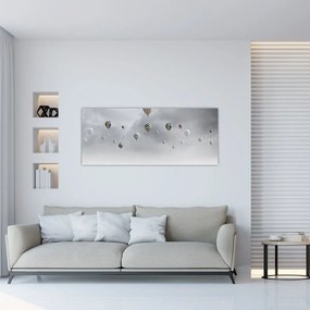 Tablou - Baloane pe perete de cărămidă (120x50 cm)