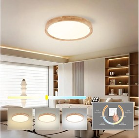 Brilagi - Plafonieră LED WOODROUND, 30W, 230V, 3000/4000/6000K, Ø 40 cm