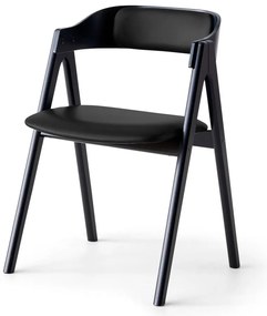 Scaun din lemn de stejar și șezut din piele Findahl by Hammel Mette, negru