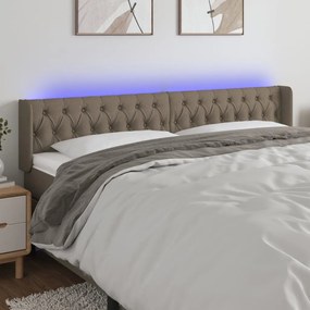 3123590 vidaXL Tăblie de pat cu LED, gri taupe, 183x16x78/88 cm, textil