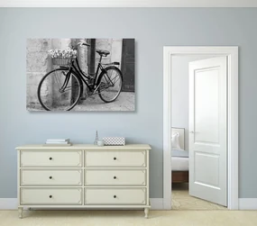 Tablou bicicletă rustică în design alb-negru