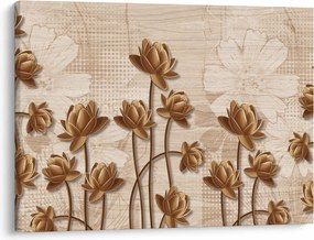 Tablou cu abstracția florilor - maro (70x50 cm)