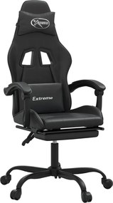 vidaXL Scaun de gaming cu suport picioare, negru, piele ecologică