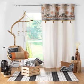 Draperie maro-în culoare naturală din bumbac 140x240 cm Kenya Lodge – douceur d'intérieur