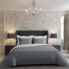 Lenjerie de pat 1 pers.,, Luxury Collection din satin, alb/gri, 140 x 200 cm, 70 x 90 cm, 140 x 200 cm, 70 x 90 cm
