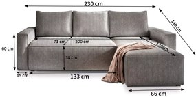 Canapea extensibila cu colt bilateral SMART COSARO, crem + 2 perne GRATUITE