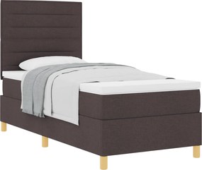 vidaXL Pat cu arcuri cu saltea Maro închis 100 x 200 cm țesătură