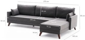 Colțar în L RIGA, antracit, orientare dreaptă