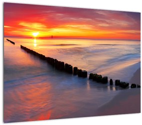 Tablou pe sticlă - Apus de soare, Marea Baltică, Polonia (70x50 cm)