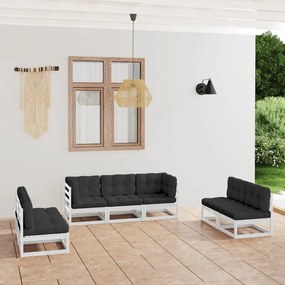 3076470 vidaXL Set mobilier de grădină cu perne, 7 piese, lemn masiv de pin