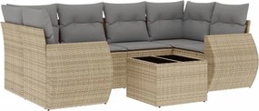 vidaXL Set canapele de grădină, 7 piese, cu perne, bej, poliratan