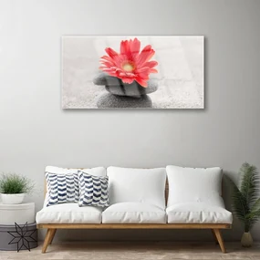 Tablou pe sticla Pietrele de flori Arta Orange Gray