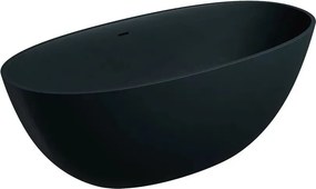 Cada freestanding Omnires Shell M+ compozit negru lava mat 160x75 cm cu preaplin