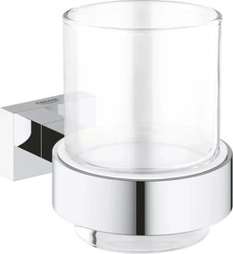 Suport periute de dinti Grohe Essentials Cube crom lucios - sticla transparenta