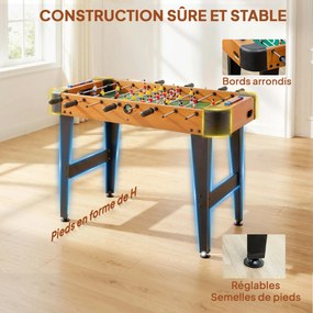 SPORTNOW Baby-foot 92 cm, 22 jucători, 2 mingi, contoare manuale, mânere antiderapante, maro | Aosom Romania