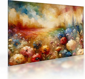 Tablou pe sticlă - Pajiște colorată (70x50 cm)