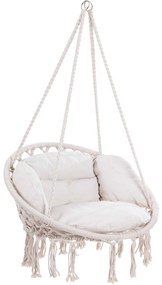 Jurhan Scaun suspendat BOHO cu perne, Ø61cm, bej