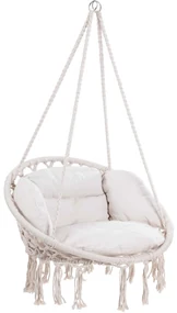 Jurhan Scaun suspendat BOHO cu perne, Ø61cm, bej